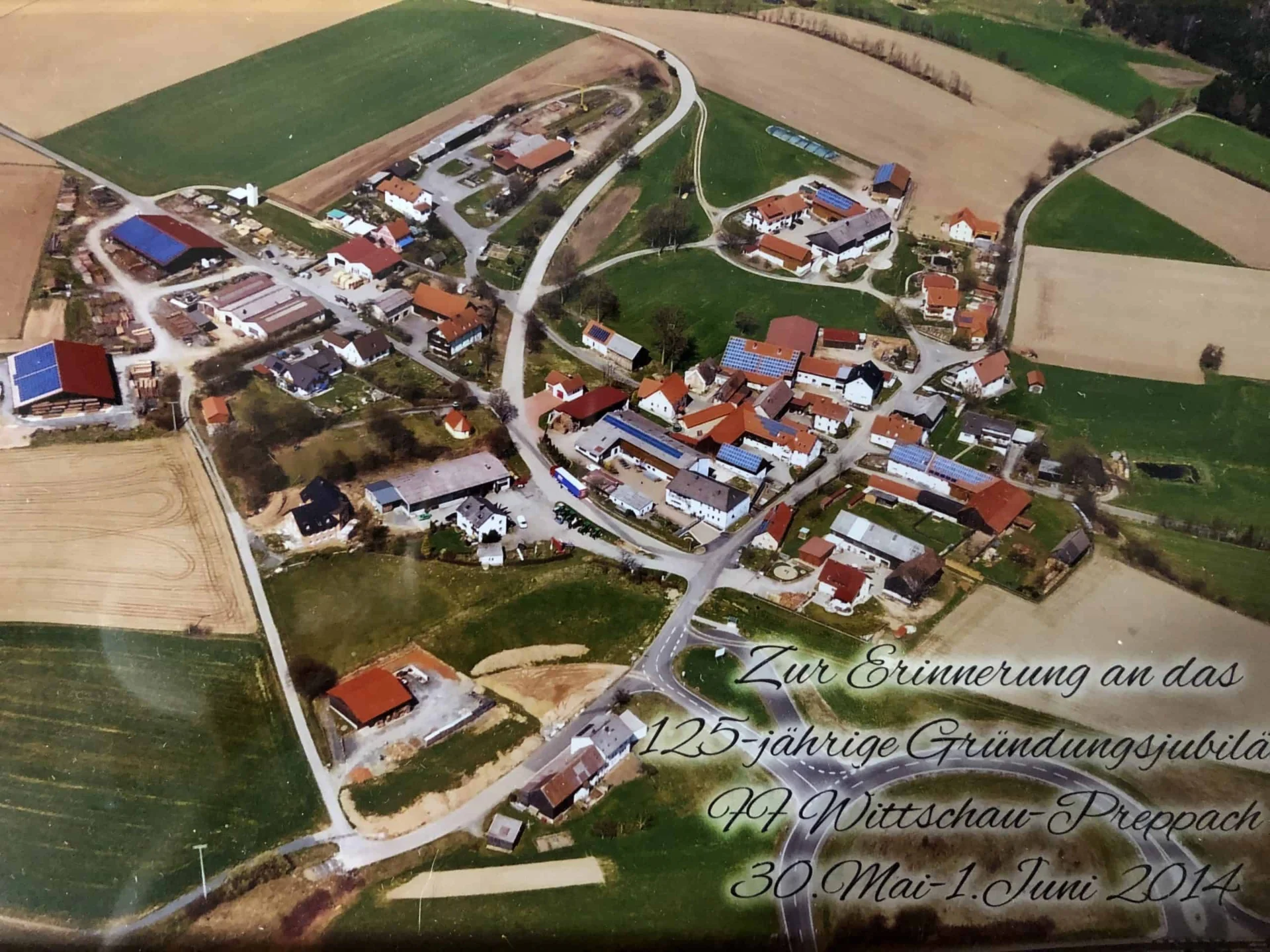 An aerial view of a village in germany.